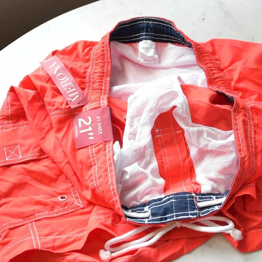 NWT - Merona Faux Board Swim RED Size L